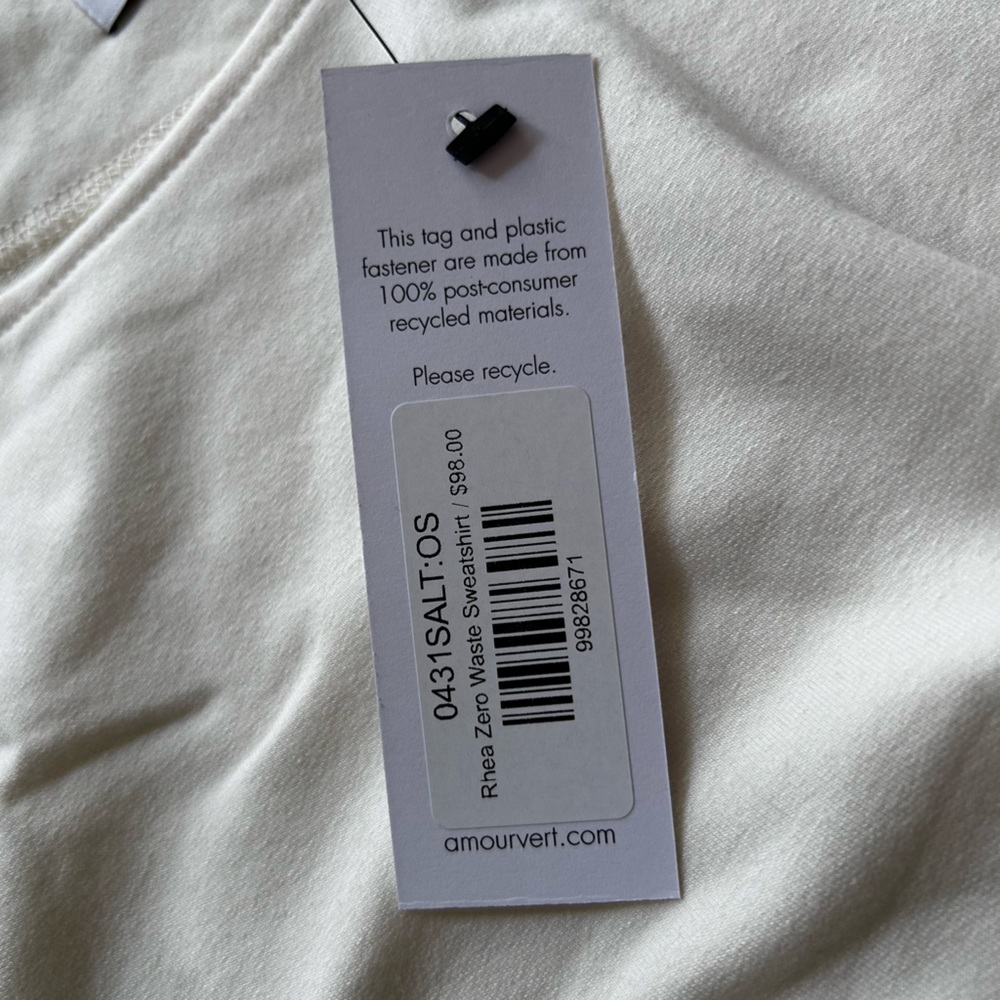 NWT Amour Vert Rhea Zero Waste Sweatshirt Salt O/S - Picture 6 of 7